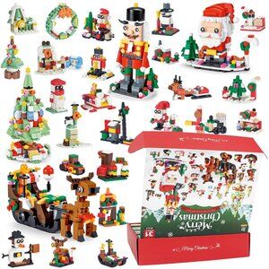 Christmas Advent Calendar 2024, Kids 6 in 1 Building Blocks, 24 Days Countdown